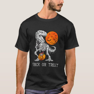 T-shirt Halloween Tricoter Ou Traiter Dinosaur Skeleton re