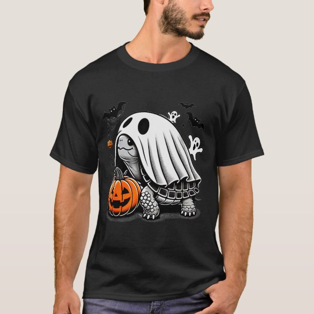 T-shirt Halloween Turtle Ghost Pumpkin Costume Terran Tort (Devant)