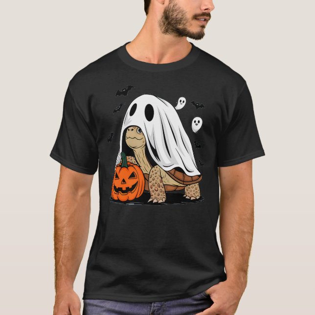 T-shirt Halloween Turtle Ghost Pumpkin Costume Terrapin To (Devant)