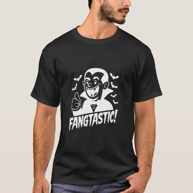 T-shirt Halloween Un Vampire Kawaii Fangtastic! T shirt (Devant)