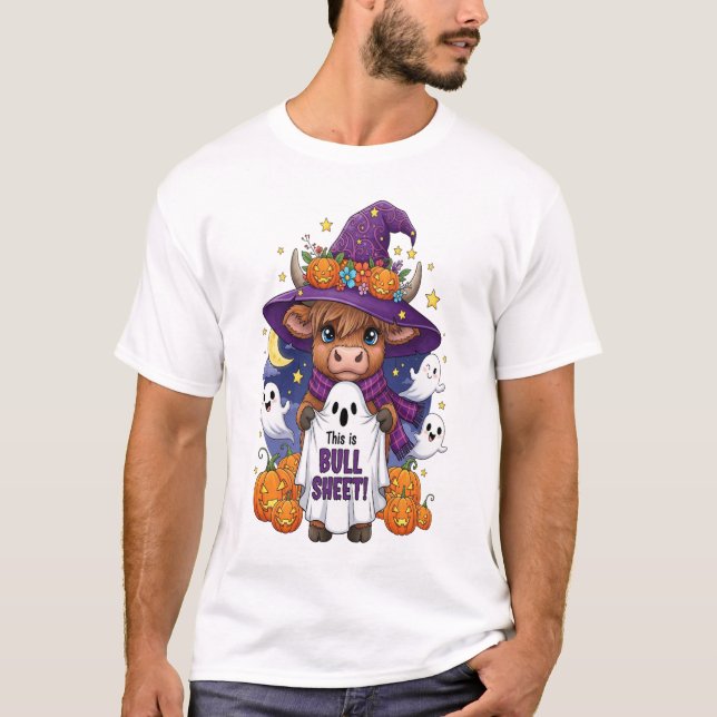 T-shirt Halloween vache des Highlands mignonne (Devant)