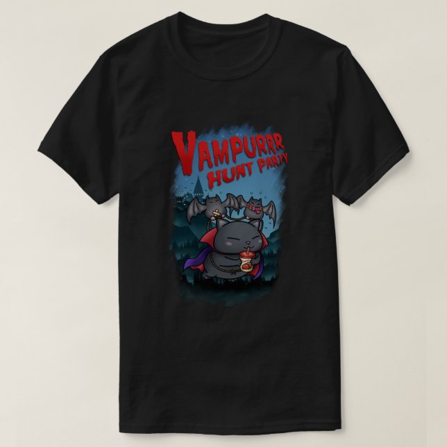 T-shirt Halloween Vampire Cat Vampurr (Design devant)