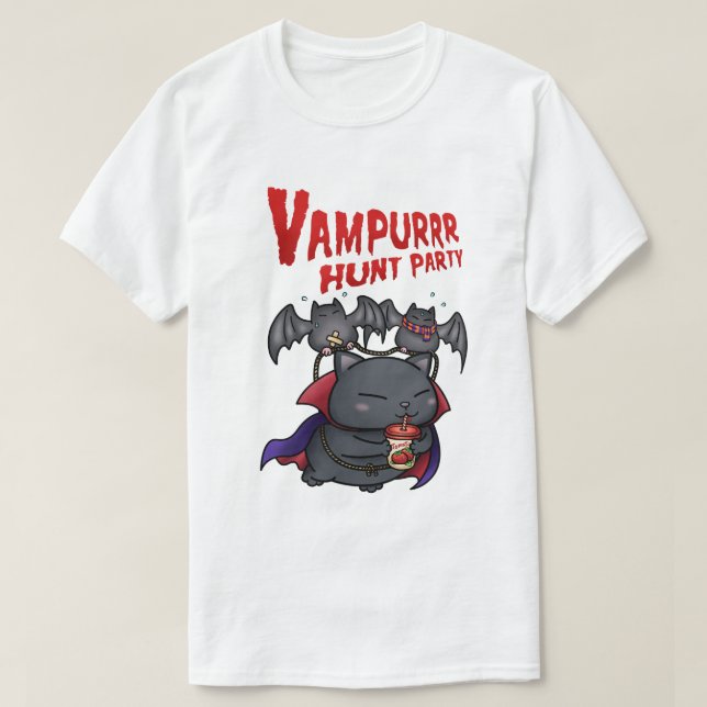 T-shirt Halloween Vampire Cat Vampurr (Design devant)