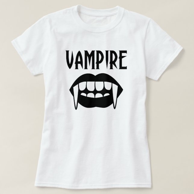 T-shirt Halloween Vampire Noir Et Blanc Effrayant  (Design devant)