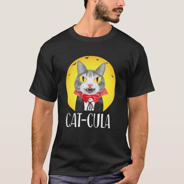 T-shirt Halloween Vampurr Chat Éffrayant Vampire Chat Cula (Devant)