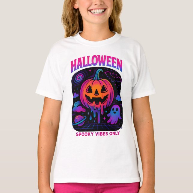 T-shirt Halloween Vibes Éffrayantes Retro Vêtements Unique (Devant)