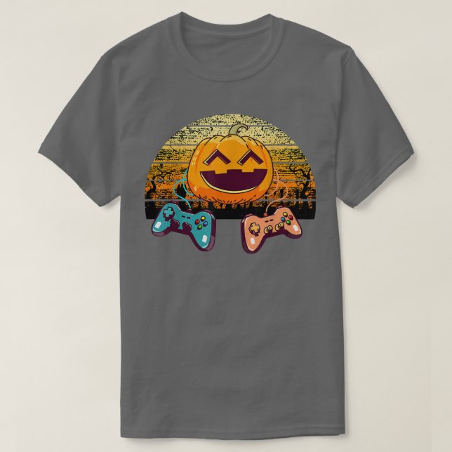 T-shirt Halloween Video Game Controller Pumpkin Funny Game (Design devant)