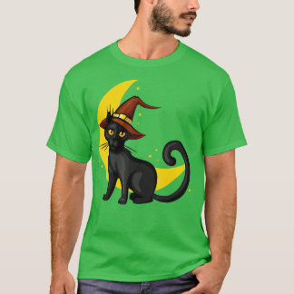 T-shirt Halloween vintage Cat noir costume sorcière Ha