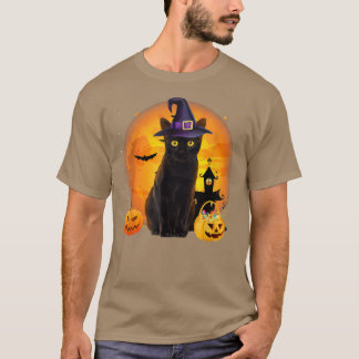 T-shirt Halloween vintage Cat noir costume sorcière Ha