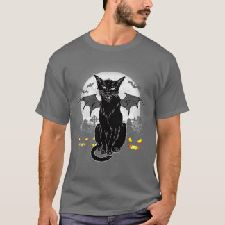 T-shirt Halloween vintage Cat noir costume sorcière Ha