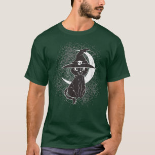 T-shirt Halloween vintage Cat noir costume sorcière Ha