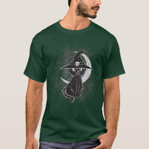 T-shirt Halloween vintage Cat noir costume sorcière Ha