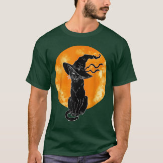 T-shirt Halloween vintage Cat noir costume sorcière Ha