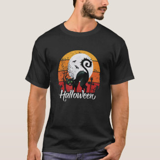 T-shirt Halloween vintage Cat noir costume sorcière Ha