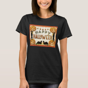 T-shirt Halloween vintage, Chats noirs avec Jackolanterns