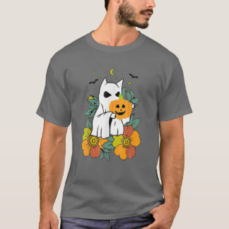 T-shirt Halloween vintage Fantôme Chat Halloween Graphique
