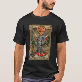 T-shirt Halloween Vintage Look Lady Citrouille Head Image 