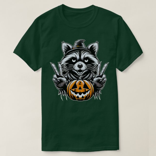 T-shirt Halloween Vintage Raccoon Making (Design devant)