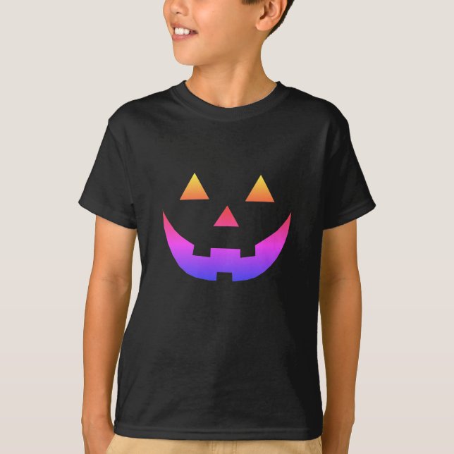 T-shirt Halloween violet Jack-o'-lantern citrouilles enfan (Devant)