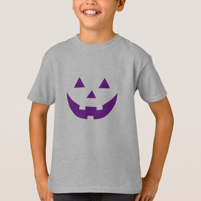 T-shirt Halloween violet Jack-o'-lantern citrouilles enfan (Devant)