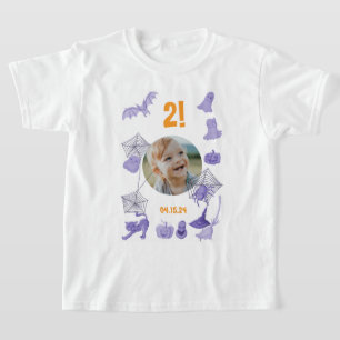 T-shirt Halloween violet personnalisé avec photo, âge et a