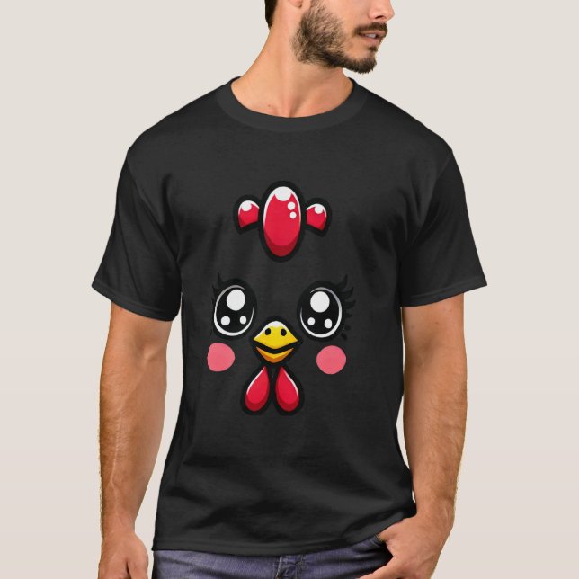 T-shirt Halloween visage de poulet drôle (Devant)
