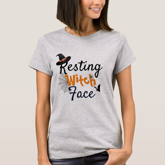 T-shirt Halloween visage Sorcière de repos (Devant)