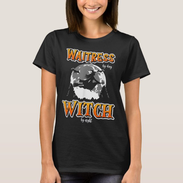 T-shirt Halloween Waitress Witch, Funny Cute Restaurant Se (Devant)
