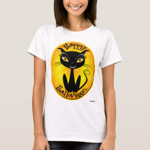 T-shirt Halloween Whimsical Happy Chat avec étoiles