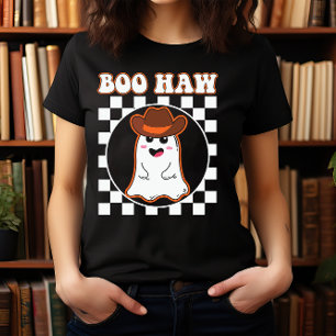 T-SHIRT HALLOWEEN WILD WEST BOO HAW CUTE COWBOY GHOST