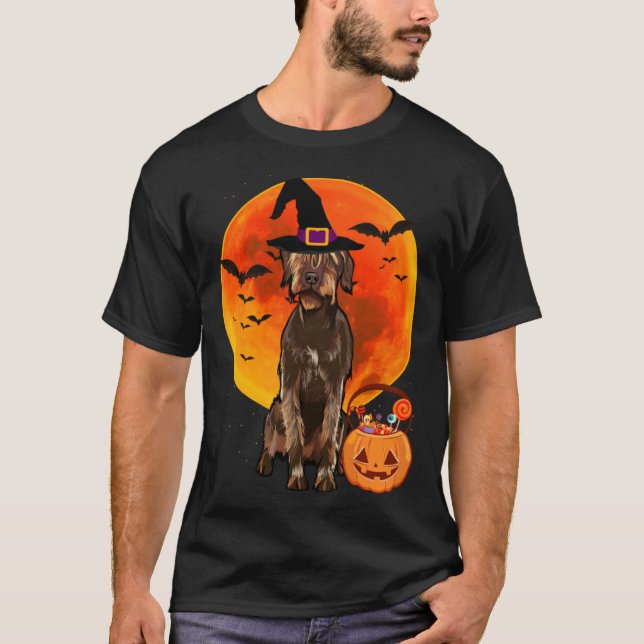 T-shirt Halloween Wirehaired Pointing Griffon Jack O Lante (Devant)