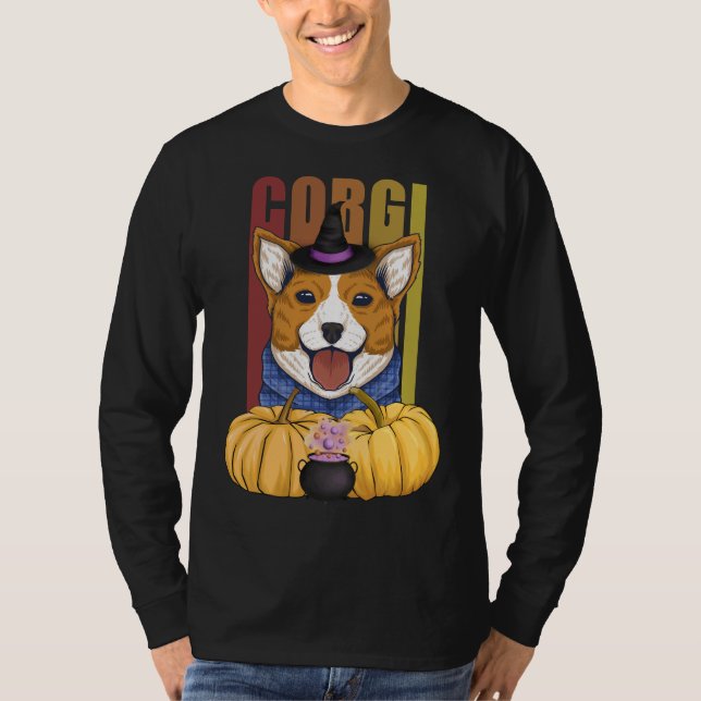 T-shirt Halloween Witch Corgi (Devant)