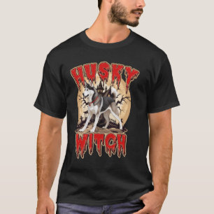 T-shirt Halloween Witch Husky Chien Maman Chien Éffrayant