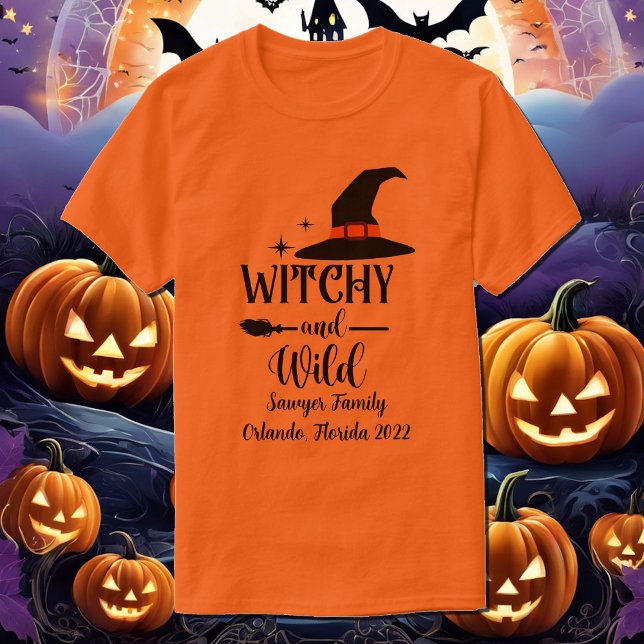 T-shirt Halloween Witch Personnaliser Nom Groupe Vacances (Créateur téléchargé)