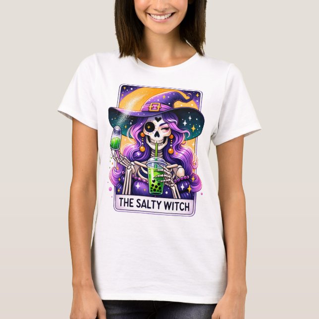 T-shirt Halloween Witch Skeleton (Devant)