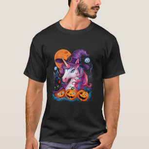 T-shirt Halloween Witchy Unicorn Kitten Chat Filles Citrou