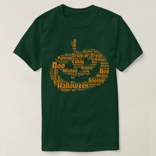 T-shirt Halloween Words Jack-o'-lantern Citrouille (Design devant)