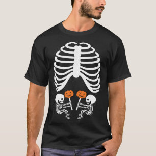 T-shirt Halloween X Ray Grossesse s'attendant à des jumeau