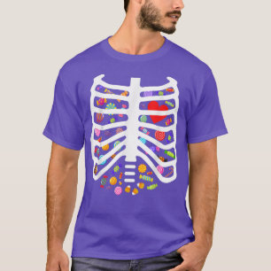 T-shirt Halloween Xray Skeleton Rib Cage Coeur Candy Kids