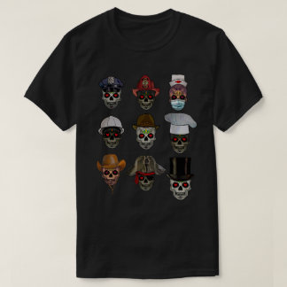 T-shirt Halloween yeux de coeur crâne têtes drôles
