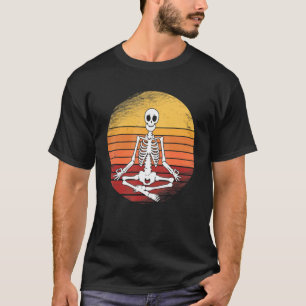 T-shirt Halloween Yoga Skeleton Vintage Skeleton