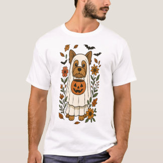 T-shirt Halloween Yorkshire Terrier Flowers Halloween