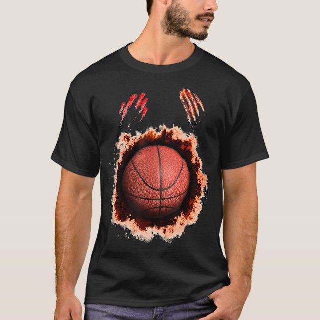T-shirt Halloween Zombie Basketball Player Basketball (Devant)