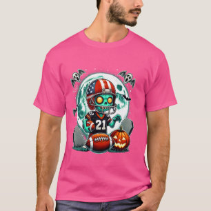 T-shirt Halloween Zombie Football Éffrayant Skeleton Footb