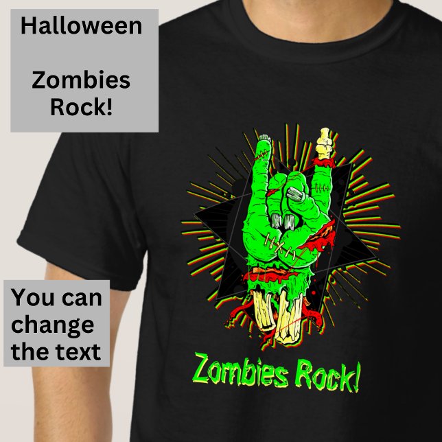 T-shirt Halloween Zombie Green La Mains Bones Blood Rock S (Créateur téléchargé)