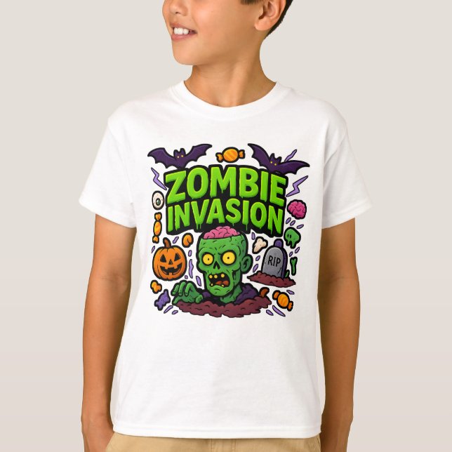 T-shirt Halloween Zombie Invasion Vêtements Cute Unisex (Devant)