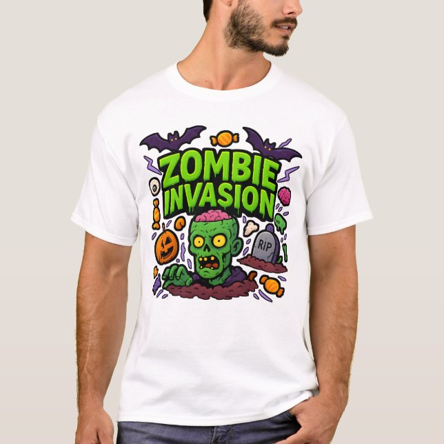 T-shirt Halloween Zombie Invasion Vêtements Cute Unisex (Devant)