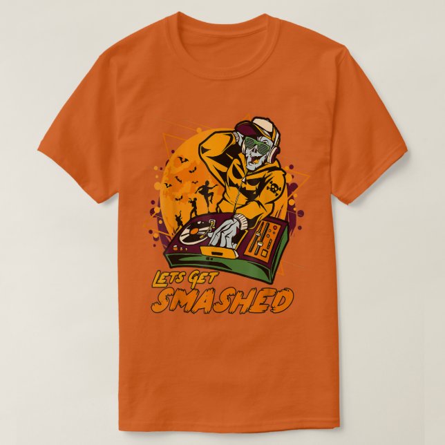 T-shirt Halloween Zombie Jack O Lantern Dj Party Lets Get  (Design devant)