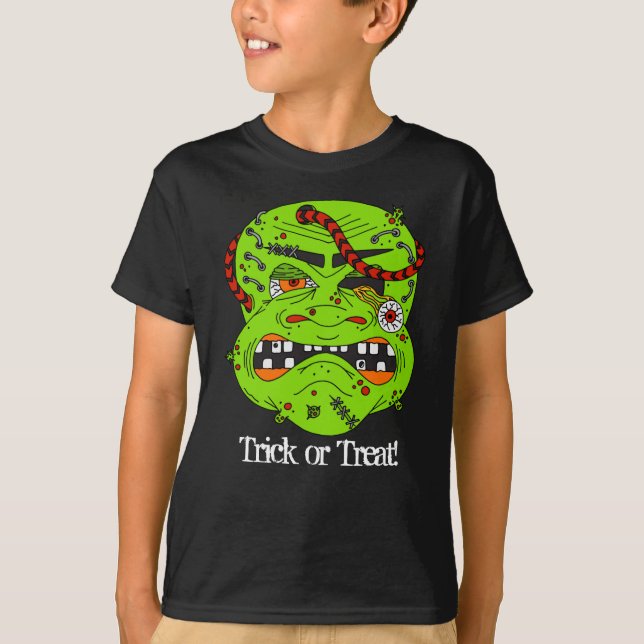 T-shirt Halloween Zombie Monster Visage ou traitement (Devant)