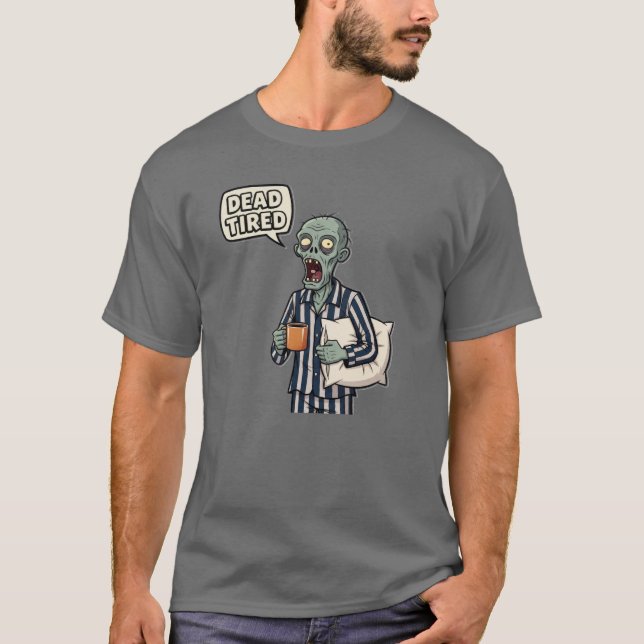T-shirt Halloween Zombie morte et fatigué (Devant)